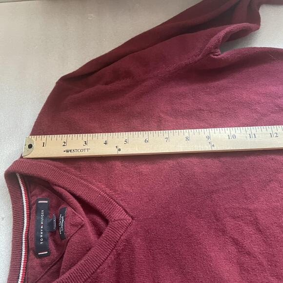 Tommy Hilfiger Sweater Men Medium Burgundy Pima Cotton Cashmere Knit Pullover - Picture 9 of 12